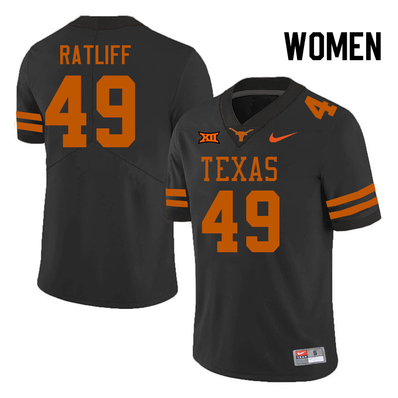 Women #49 Ian Ratliff Texas Longhorns College Football Jerseys Stitched Sale-Black